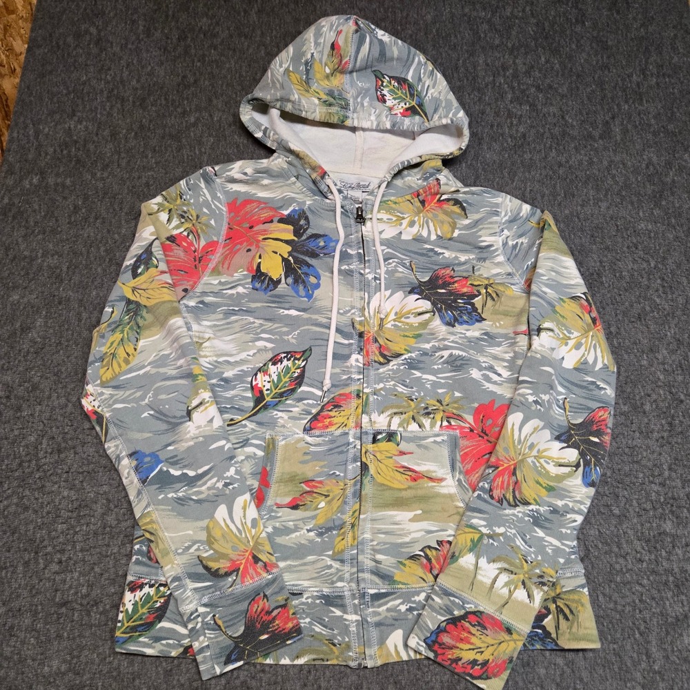 Lucky Brand Y2K Floral Full Zip Hoodie Women's Large Tropical Wave AOP Asian